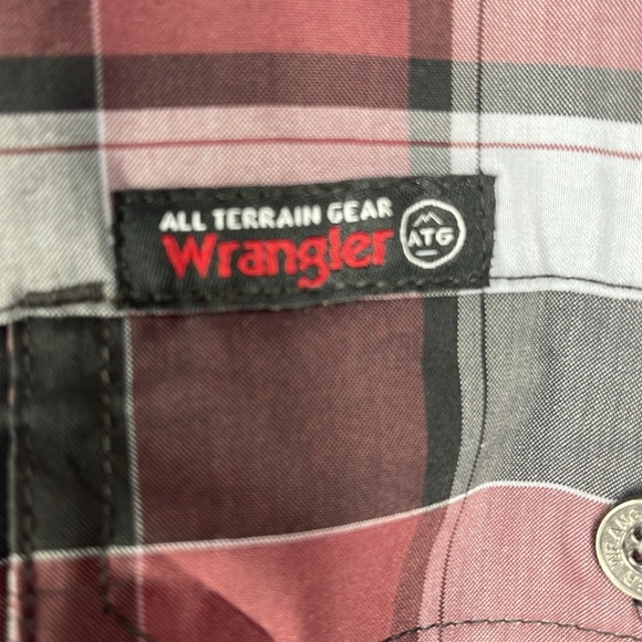 Wrangler maroon plaid All Terrain Gear ATG button up long sleeve shirt men's XXL - Picture 9 of 15